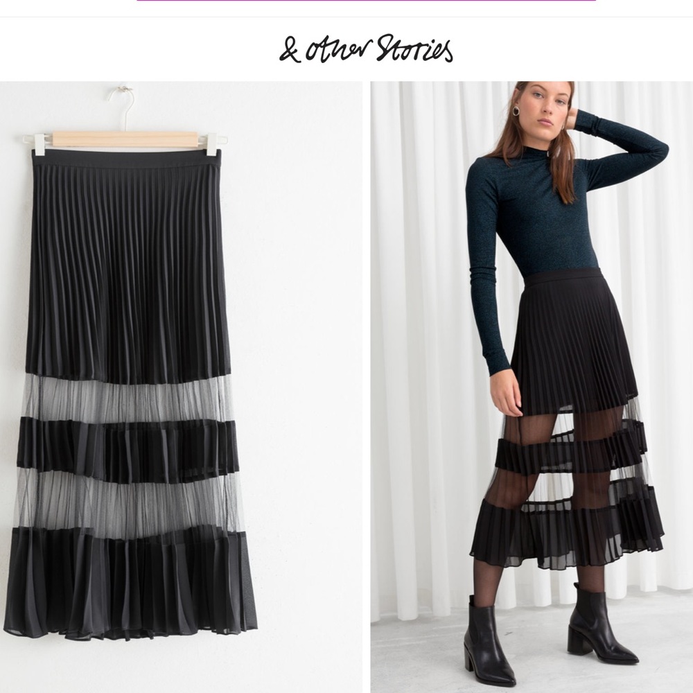 EUC & Other Stories Pleated See-through Midi Skirt - Picture 2 of 14